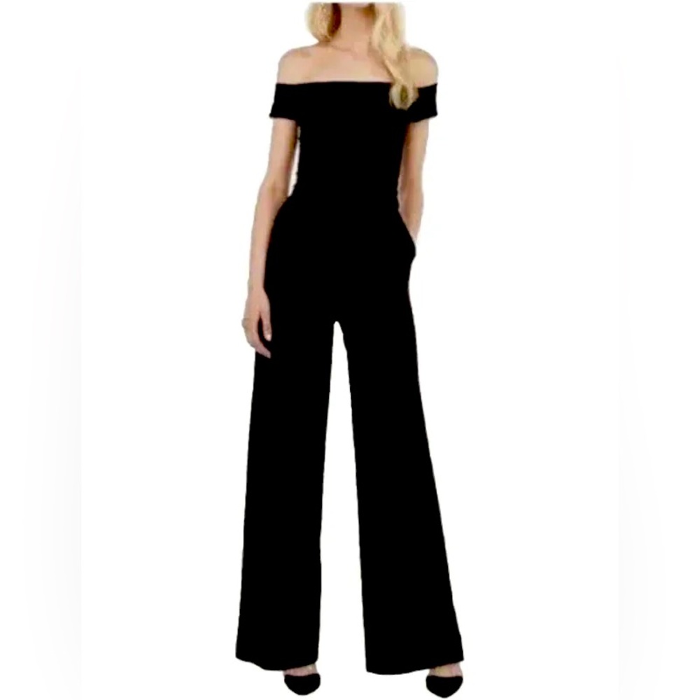 Express women’s jumpsuit, off-the-shoulder, wide-leg